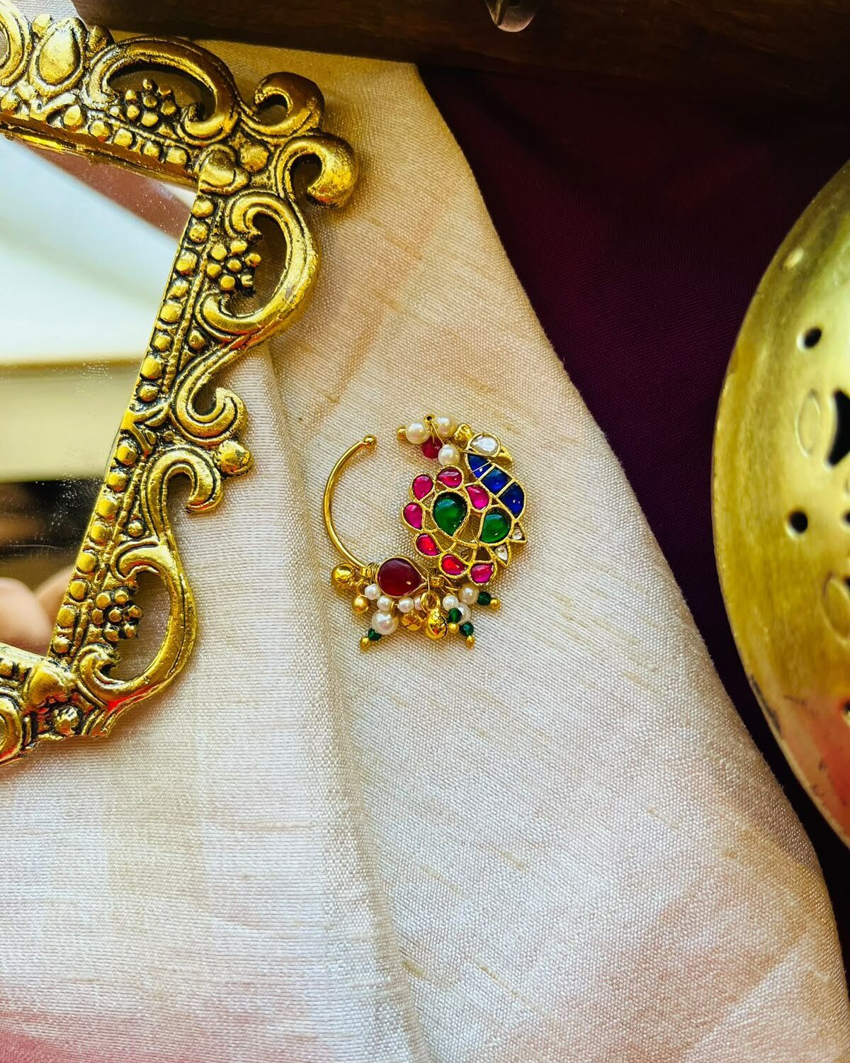 Jadau kundan peacock Nath