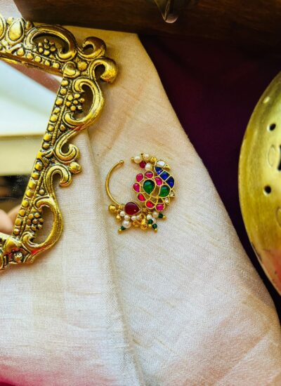 Jadau kundan peacock Nath