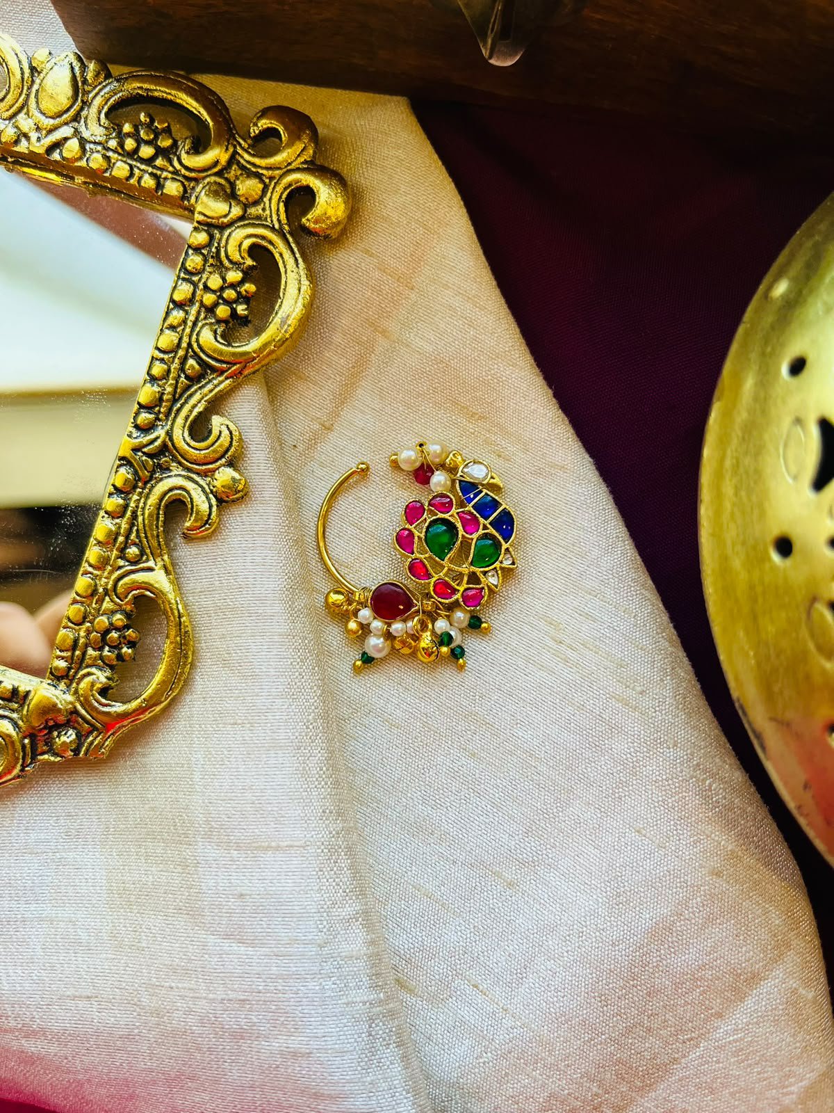 Jadau kundan peacock Nath