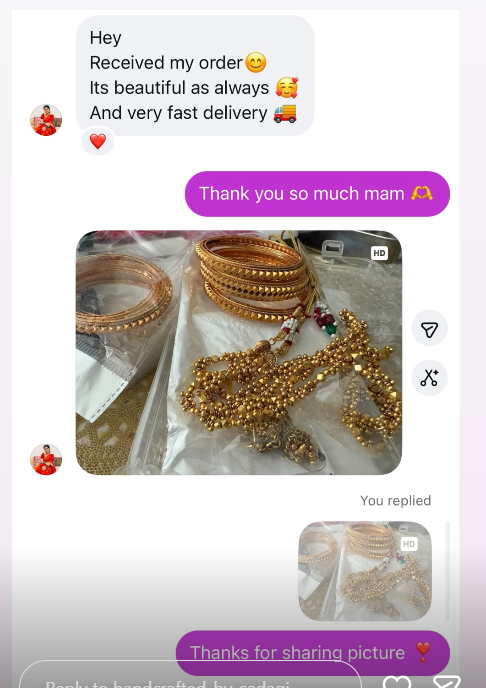 Customer review screenshot for Sadgi Jewellery