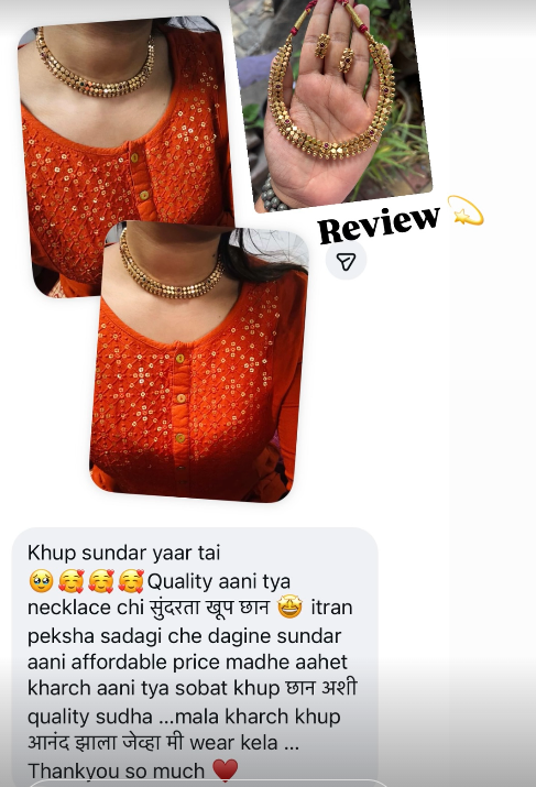 Customer review screenshot for Sadgi Jewellery