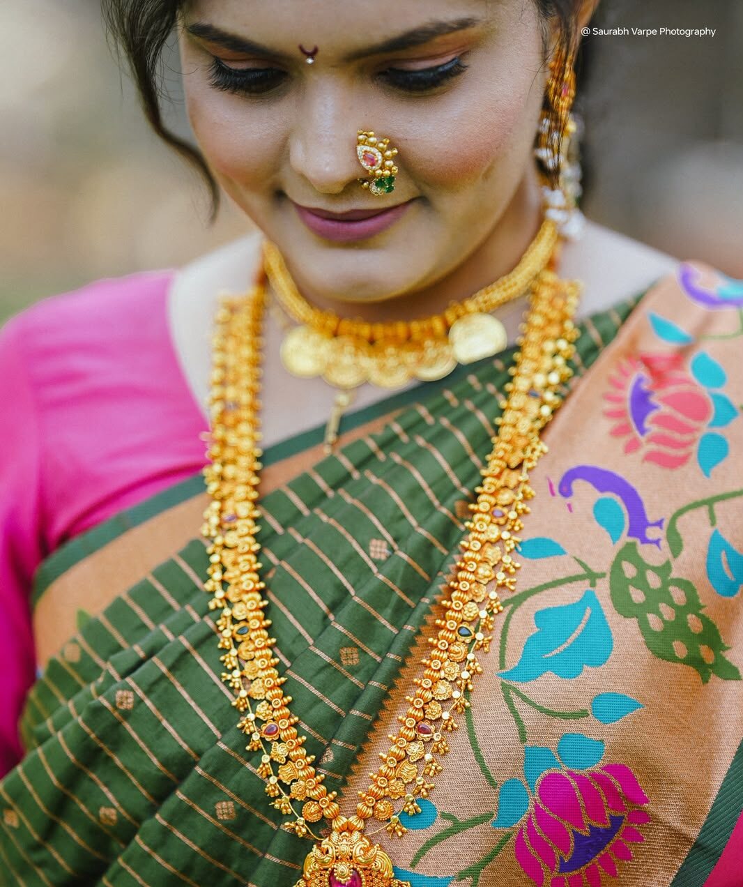 Elegant Indian bridal portrait with traditional jewellery