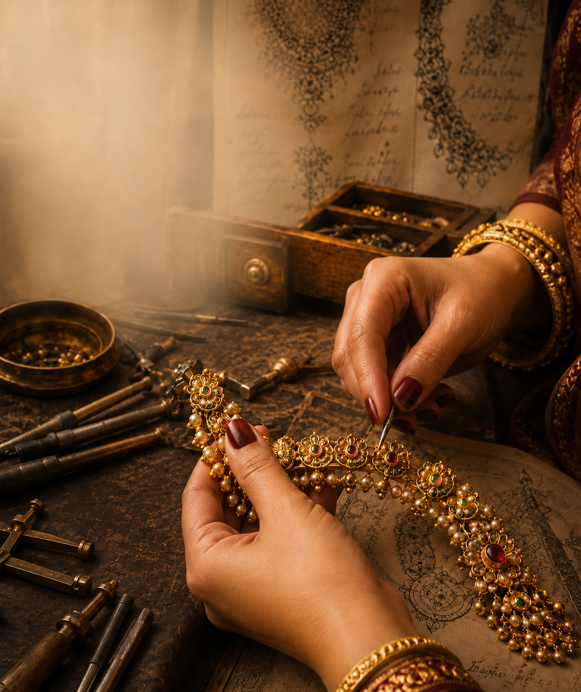 Artisan crafting gold jewellery