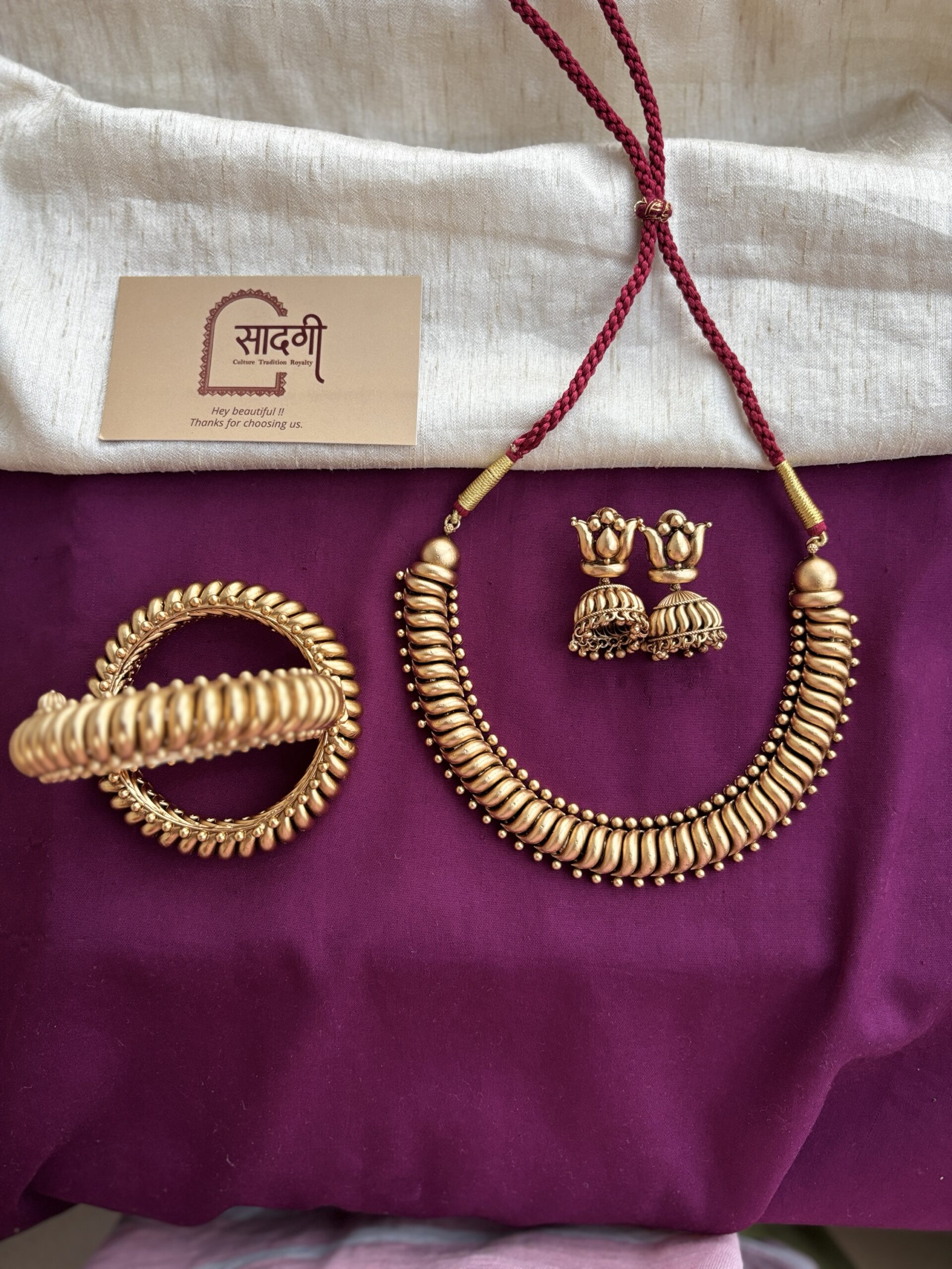 Shinde shahi sutli necklace + bangles set