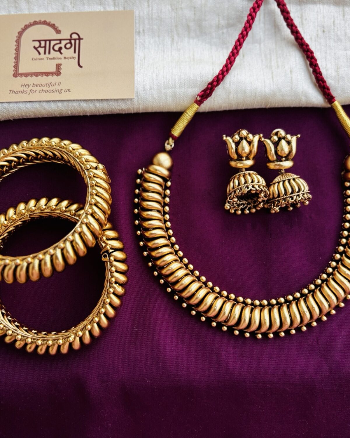 Shinde shahi sutli necklace + bangles set