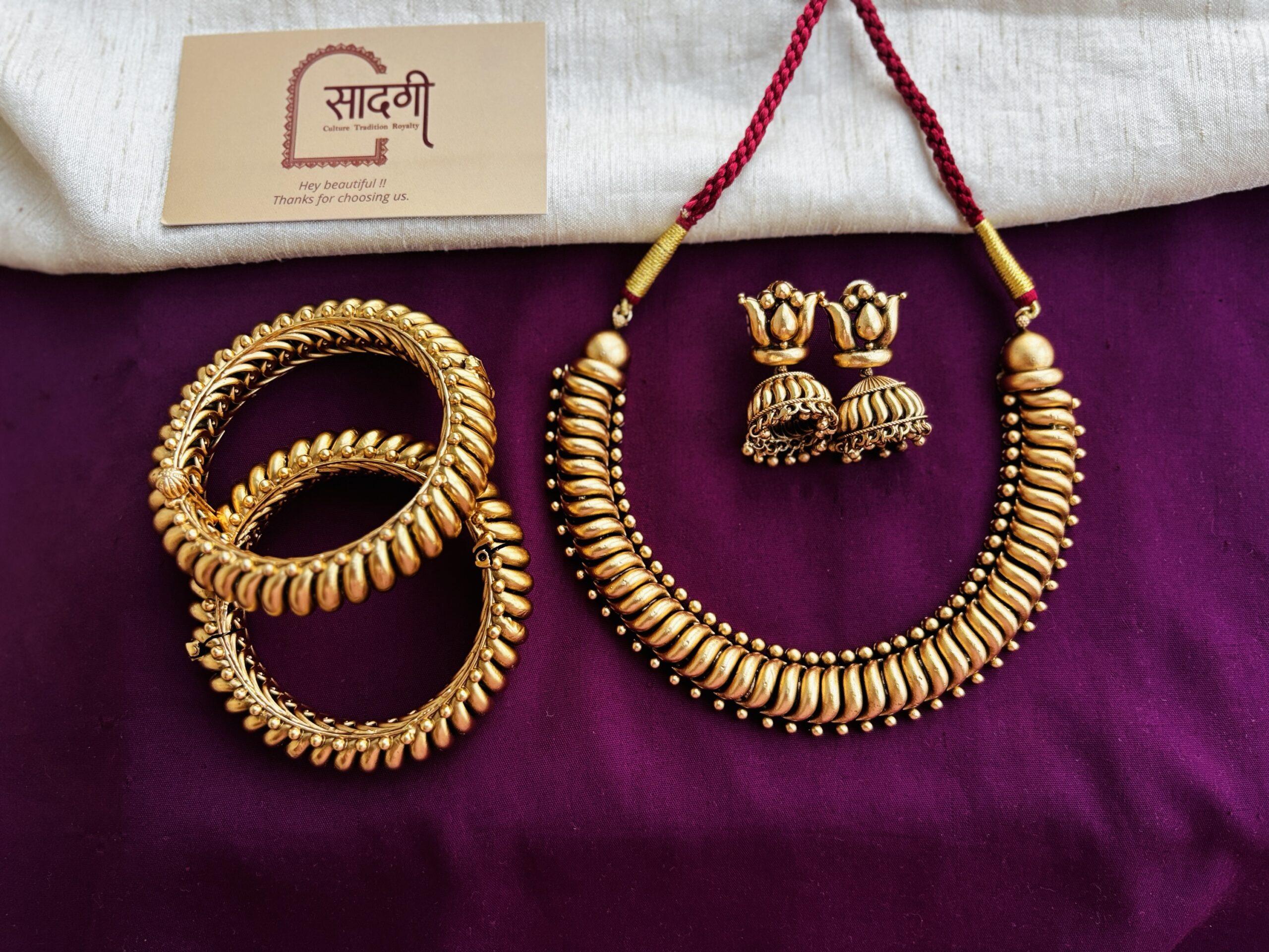 Shinde shahi sutli necklace + bangles set