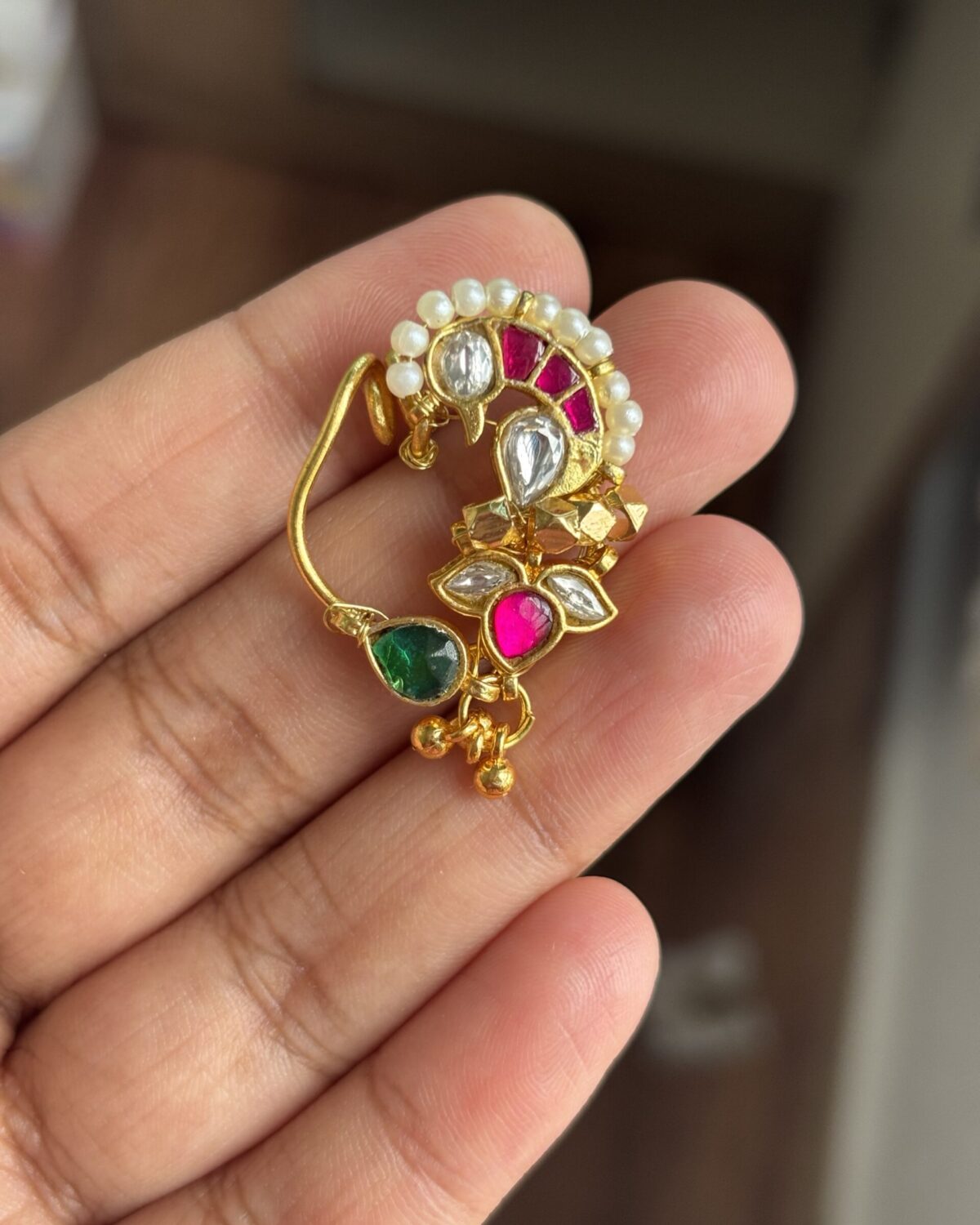 Jadau kundan peacock Nath