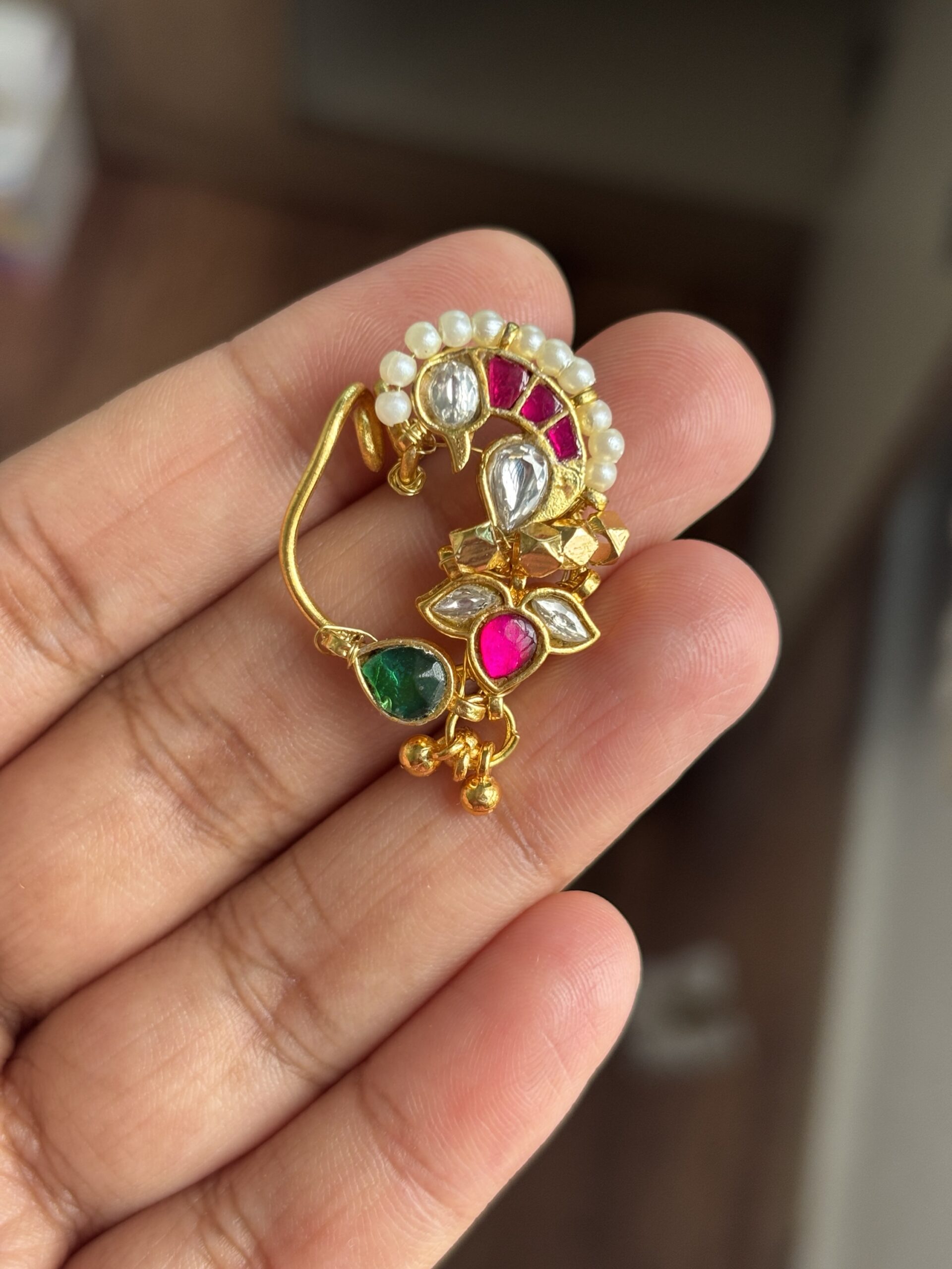 Jadau kundan peacock Nath